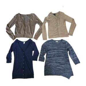 Lot Of 4 Women's Assorted Long Sleeve Knit Tops Cardigan Sweater Size S
